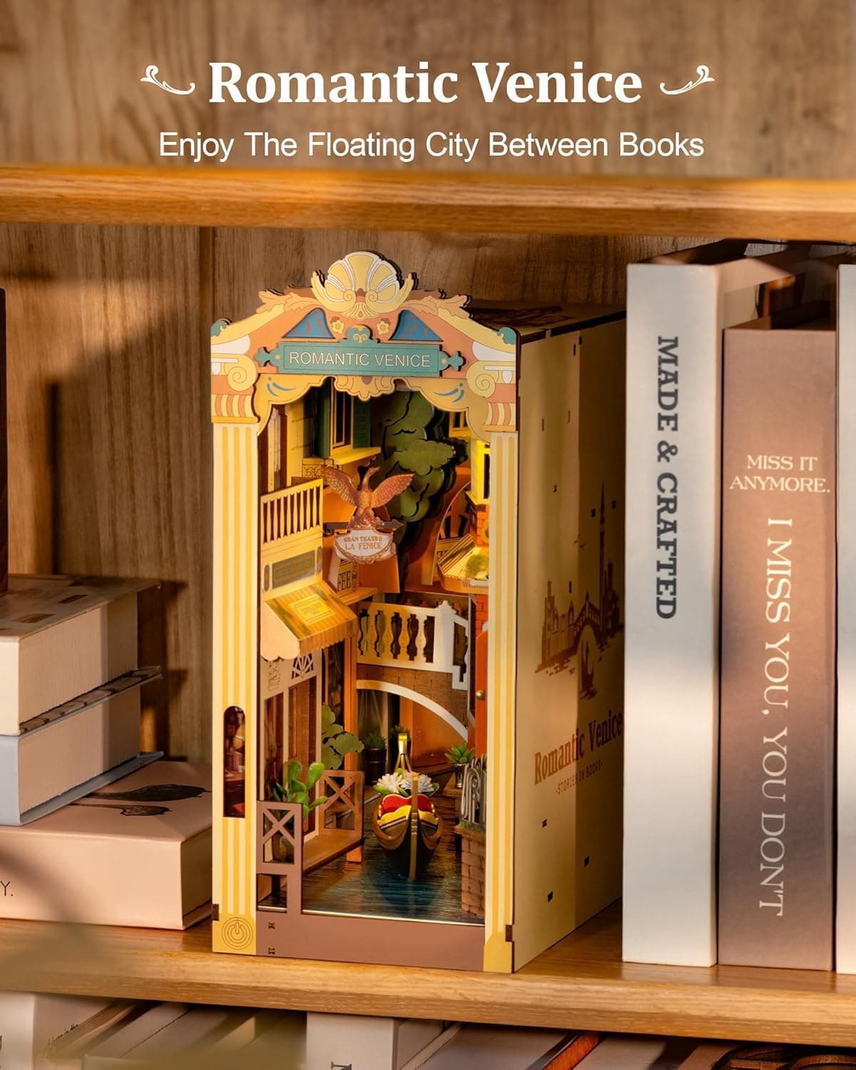 DIY Book Nook Kit: Romantic Venice Bookshelf Insert