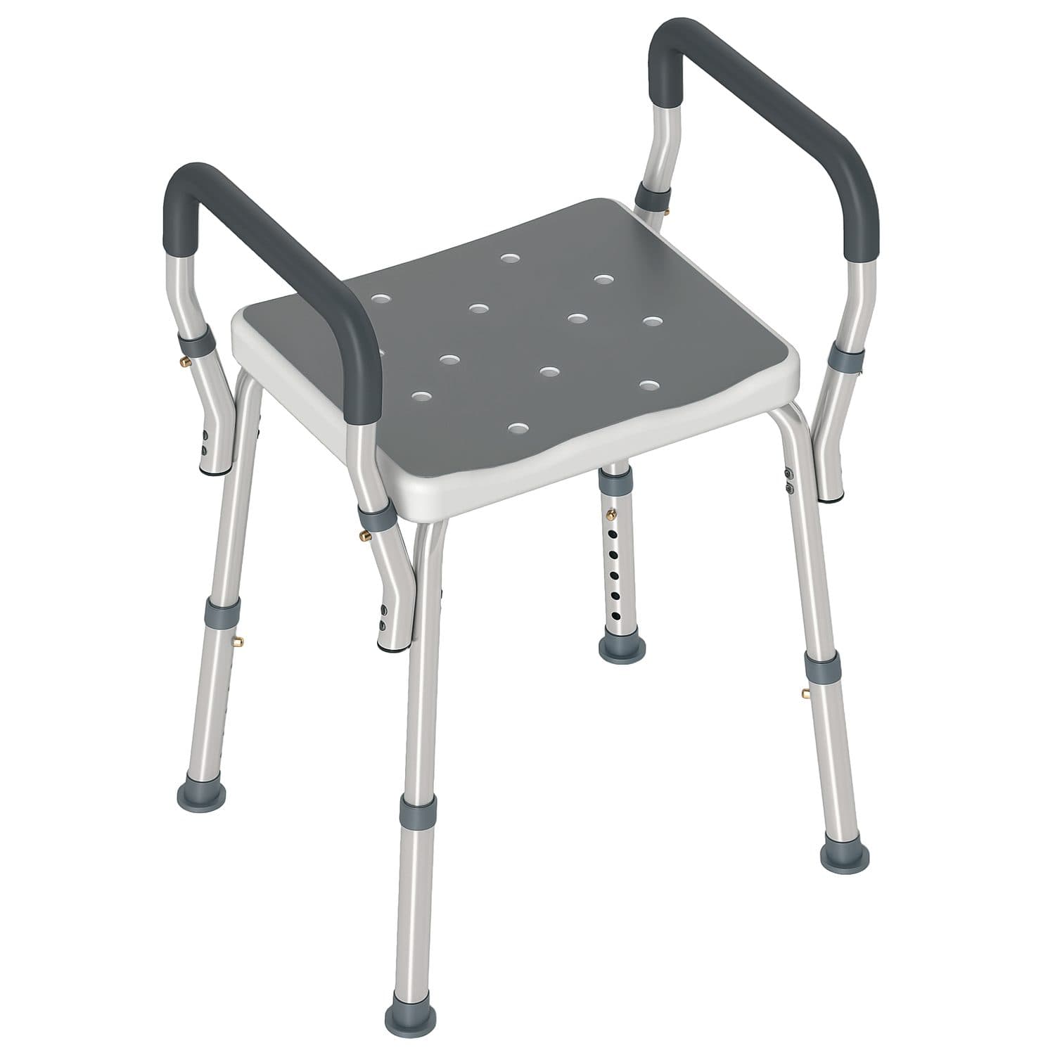 Adjustable Bath Seat with Armrests and Drainage Holes